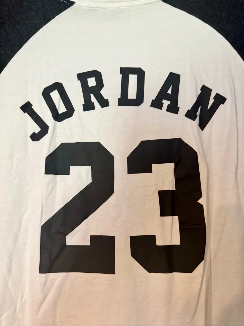 Jordan Men's White Baseball Raglan Long Sleeve Shirt with Gray Sleeves